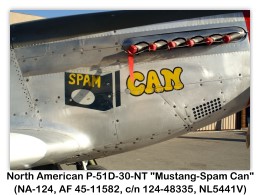 North American P-51D-30-NT Mustang (Spam Can) (NA-124, AF 45-11582, c/n 124-48335, NL5441V) on display (1/6/2007) at the Planes of Fame Air Museum, Chino, California (Photo by John Shupek)