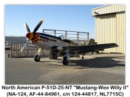 North American P-51D-25-NT Mustang (Wee Willy II) (NA-124, AF-44-84961 as 44-13334, c/n 124-44817, NL7715C) circa 1/6/2007 at the Planes of Fame Air Museum, Chino, California (Photos by John Shupek)