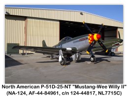 North American P-51D-25-NT Mustang (Wee Willy II) (NA-124, AF-44-84961 as 44-13334, c/n 124-44817, NL7715C) circa 1/6/2007 at the Planes of Fame Air Museum, Chino, California (Photos by John Shupek)