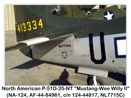 North American P-51D-25-NT Mustang (Wee Willy II) (NA-124, AF-44-84961 as 44-13334, c/n 124-44817, NL7715C) circa 1/6/2007 at the Planes of Fame Air Museum, Chino, California (Photos by John Shupek)